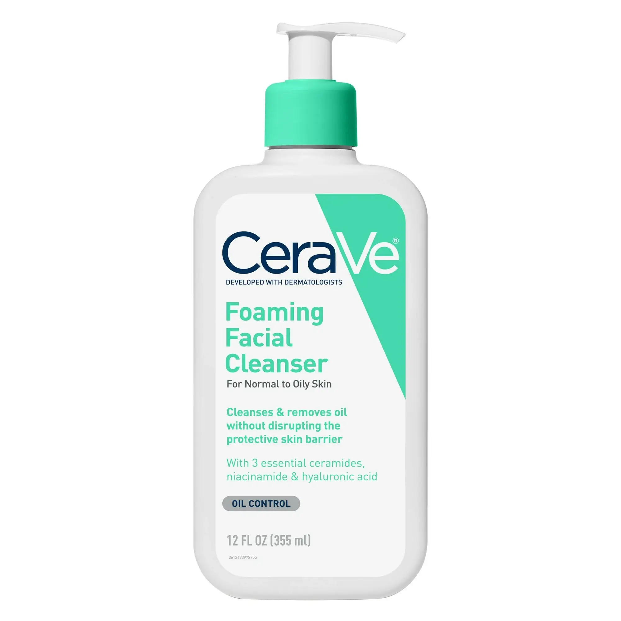 CeraVe Foaming Facial Cleanser, Daily Face Wash for Normal to Oily Skin, 12 fl oz - 355ml
